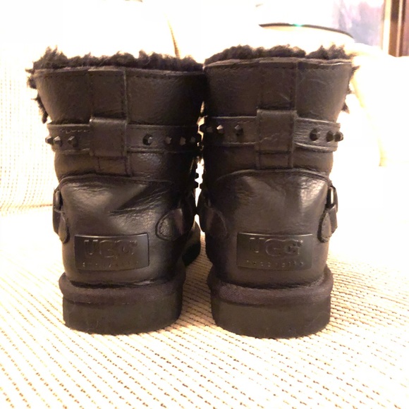 SOLD**UGG Emerson Black Leather Studded Boot, Sz 5 - Picture 7 of 7